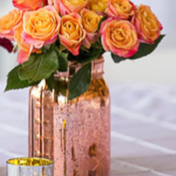 NWT Set of 4 Vintage Mason Jar Limited Edition Mercury Glass Rose Gold With Lids - Picture 6 of 16